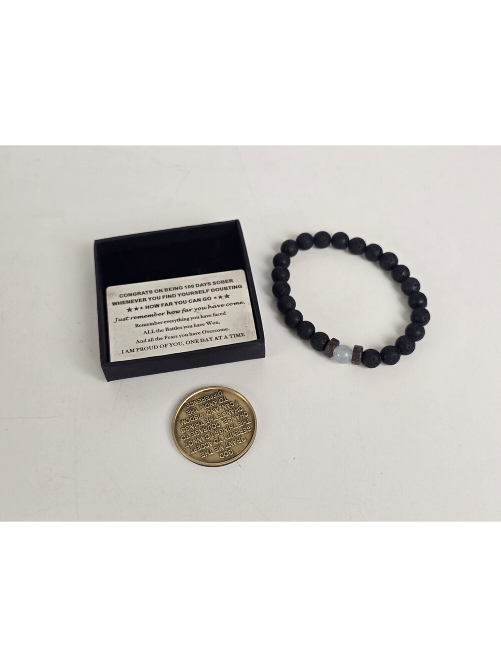 1 Year Sobriety Bracelet, Addiction Recovery Sober Gifts for Men, 12 Months AA R